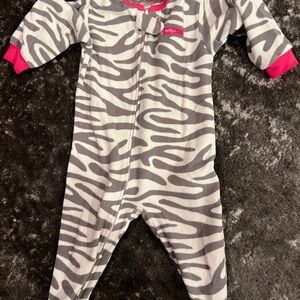 Carter's Pink and Gray Zebra Print Footie
